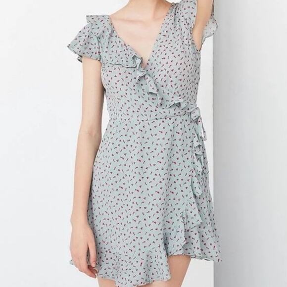 Urban Outfitters Kimichi Blue Pins And Needles Ruffle Wrap Mini Dress si… - Picture 1 of 10